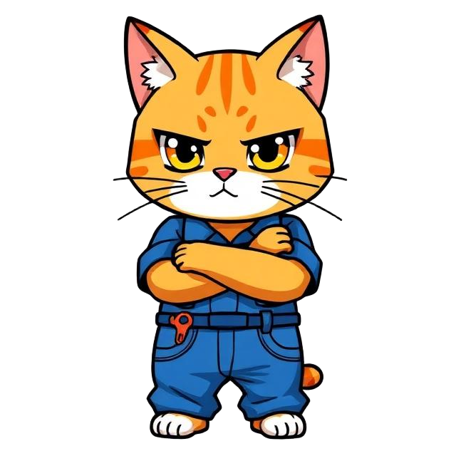 Technician Hanzo, cat mechanic in coveralls